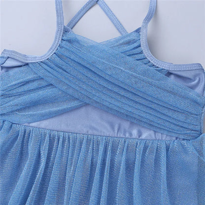 Lightweight Girls' Dance Dress - Flowy, Glittery Mesh, Ballet & Gymnastics Costume