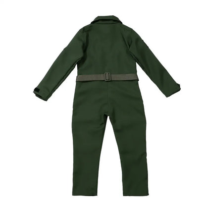 Kids Embroidered Pilot Jumpsuit Cosplay Costume with Belt for Halloween Holiday Dress Up 2026