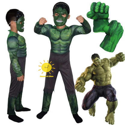 Hulk Bruce Banner-spierkostuumset voor Halloween, cosplaykostuum met handschoenen voor mannen, carnaval en feest 2026