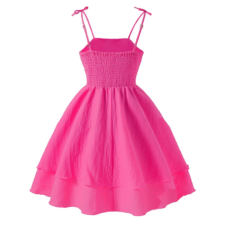 Soft Girls' Princess Dress - Tiered Sling Dress, Flattering, Polyester, For Birthday Party