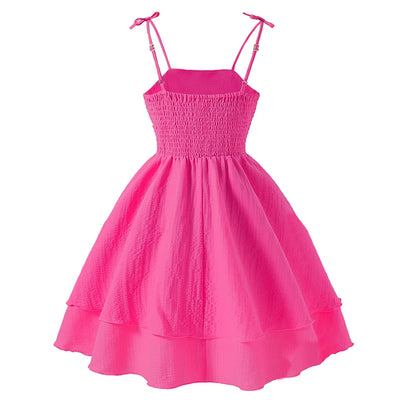 Soft Girls' Princess Dress - Tiered Sling Dress, Flattering, Polyester, For Birthday Party