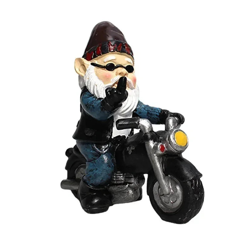 Statua Gnomo da Giardino in Resina Figurina Nano Motociclista Decorazione Esterna Cortile Idea Regalo Autunno 2026