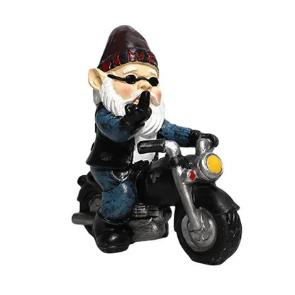 Statua Gnomo da Giardino in Resina Figurina Nano Motociclista Decorazione Esterna Cortile Idea Regalo Autunno 2026