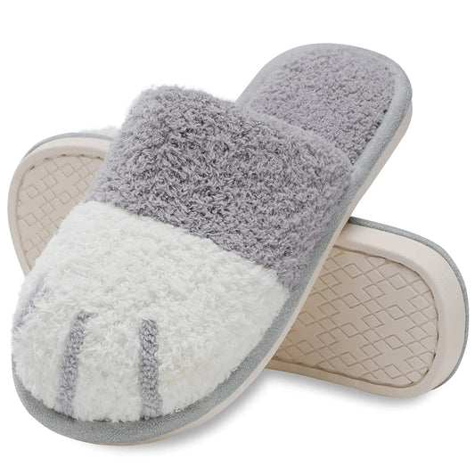 Bløde, hyggelige tøfler til kvinder – kattepote-design, memory foam indersål, indendørs vinterhygge