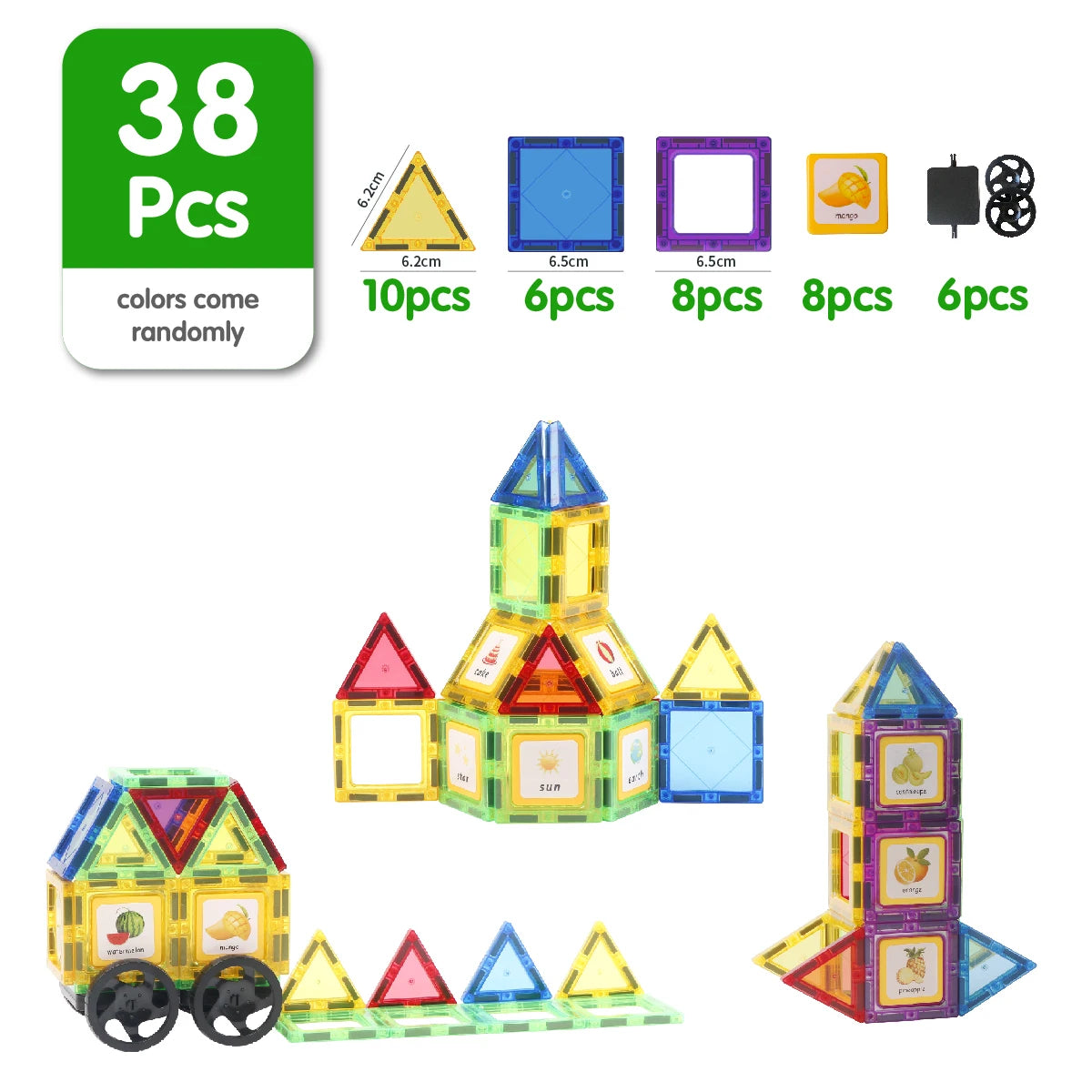 Magnetic Building Tiles Set - 3D STEM Stacking Blocks for Kids, Educational Magnet Toys for Boys & Girls