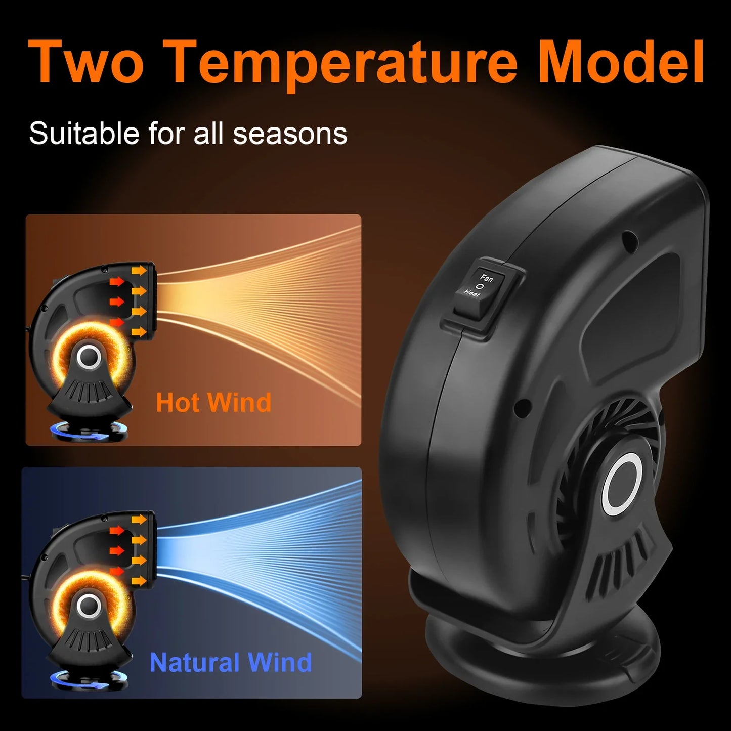 Car Heater Defogger 12V/24V 2-in-1 Heating And Cooling Plug In Windshield Defroster, Winter 2025 Ready