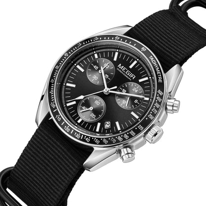 Reloj cronógrafo de cuarzo con correa de nylon azul resistente al agua