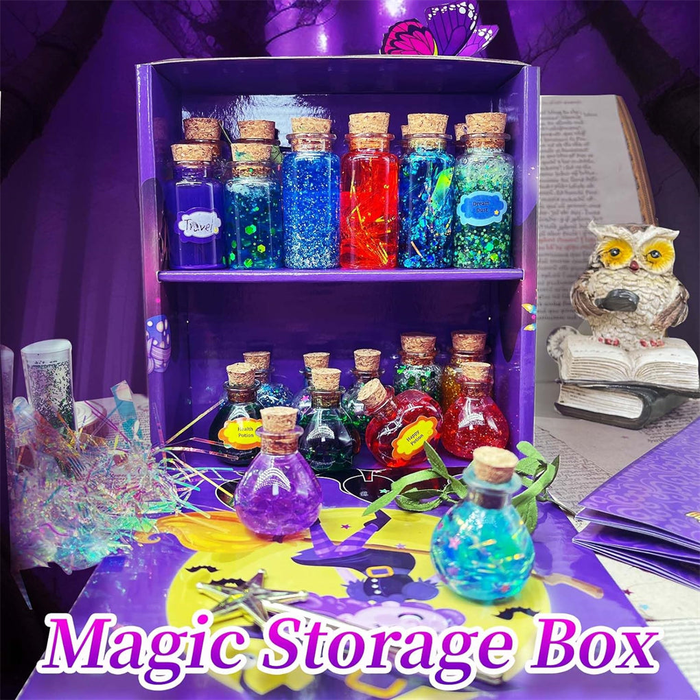 Enchanting DIY Magic Potions Kit for Kids - 24 Bottles, Spell Book & Magical Accessories for Halloween and Christmas Fun