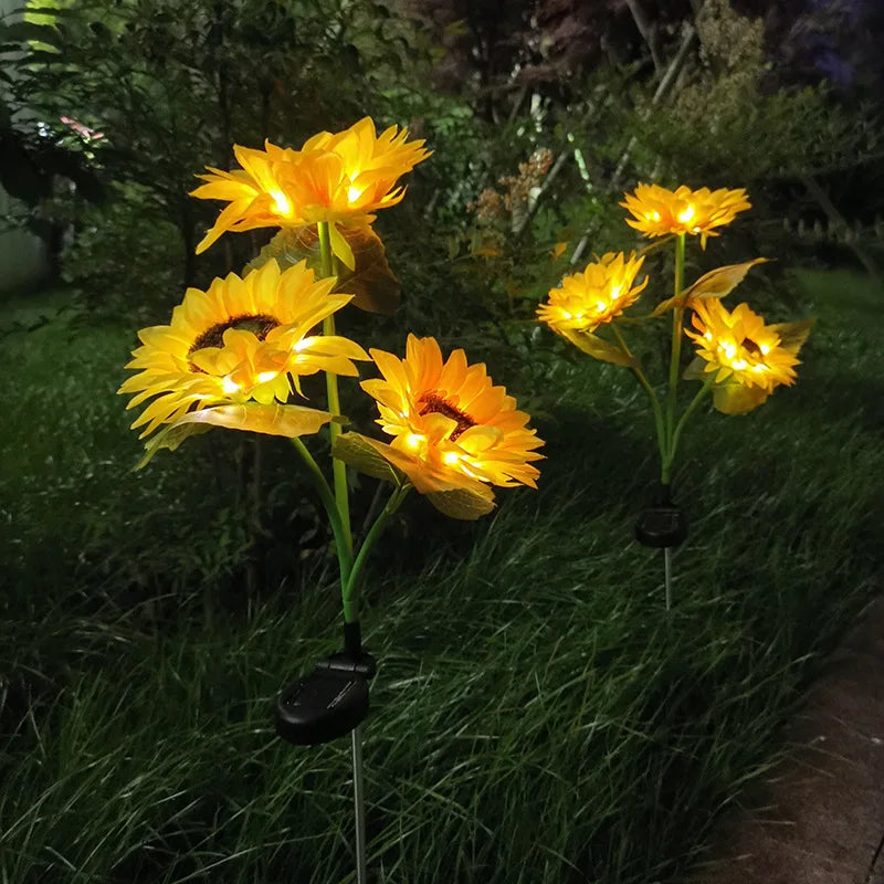 Luci solari a girasole 3 teste paletto da giardino luci LED paesaggio impermeabili decorazione patio cortile estate 2026