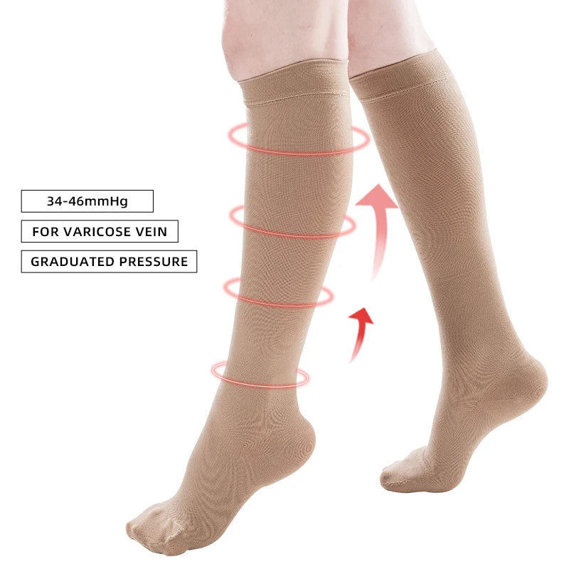 Medical Grade Compression Stockings 34–46mmHg Class 3 – Varicose Veins Support Calf Sleeve Unisex S–7XL 2026