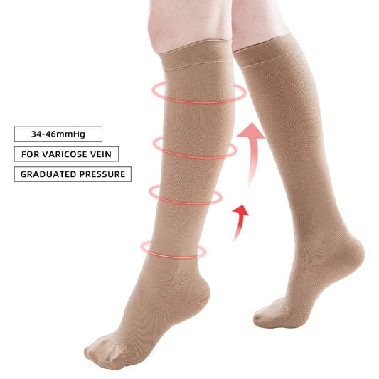 Medical Grade Compression Stockings 34–46mmHg Class 3 – Varicose Veins Support Calf Sleeve Unisex S–7XL 2026