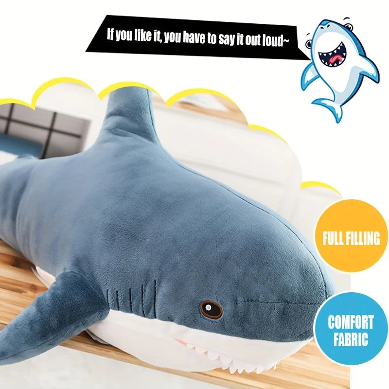 Kawaii Plush Shark Pillow - 58cm (22.8 inch)Cute Stuffed Toy for Kids, Soft Animal Gift for Birthday, Boys & Girls Snuggle Buddy