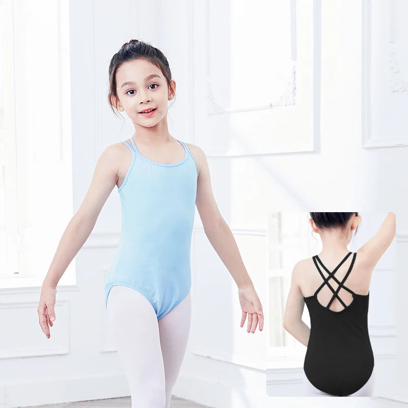 Åndbare pige dragter - dobbelt camisole, krydsryg, bomulds-spandex blanding, til balletklasse