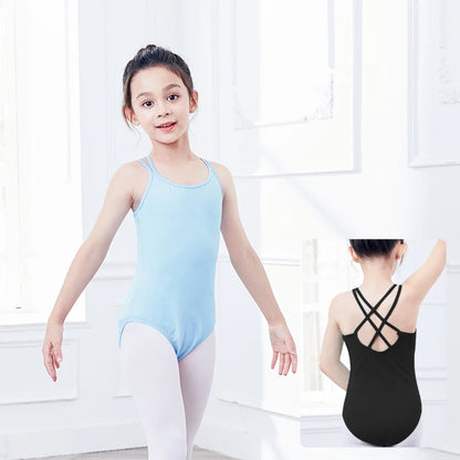 Åndbare pige dragter - dobbelt camisole, krydsryg, bomulds-spandex blanding, til balletklasse