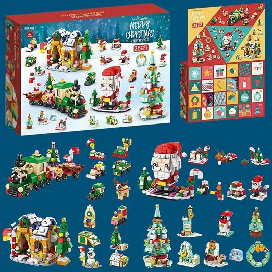 24 Days Christmas Advent Calendar Building Blocks Set - Fun DIY Santa Toys for Kids