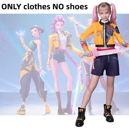 Lightweight Girls Kpop Costume - Jacket Skirt, Cotton