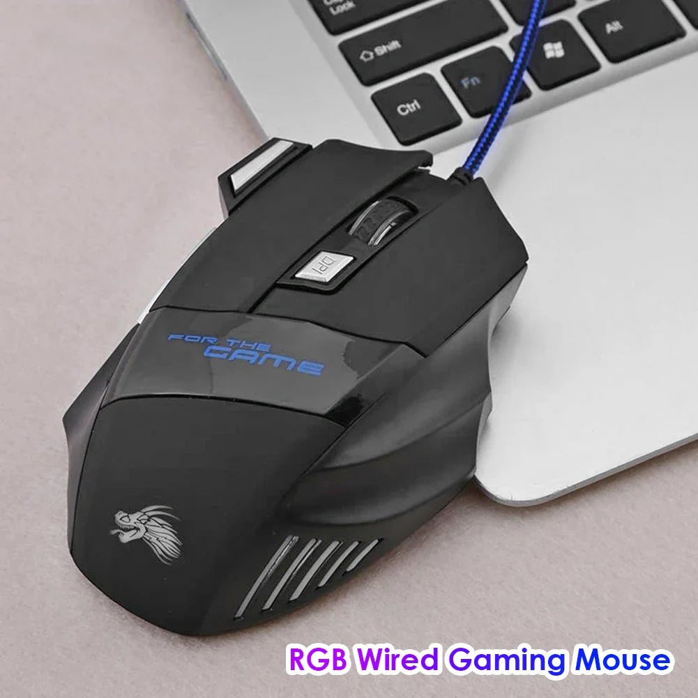 Mouse da gioco cablato USB 7 pulsanti retroilluminato ergonomico comfort