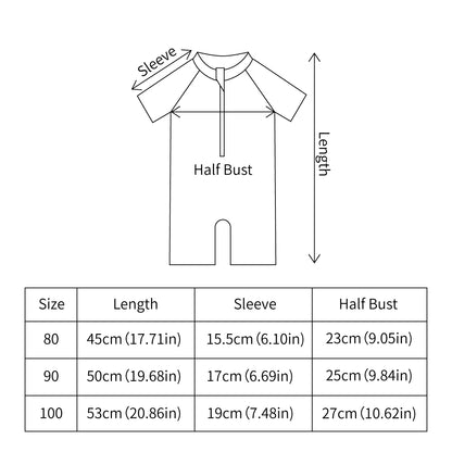Lightweight durable unisex baby one-piece swimsuit - zip-front, polyester, for summer beach