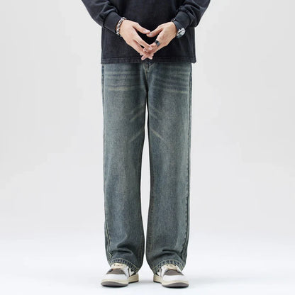 Jeans para hombre de peso pesado - Corte recto holgado, algodón street