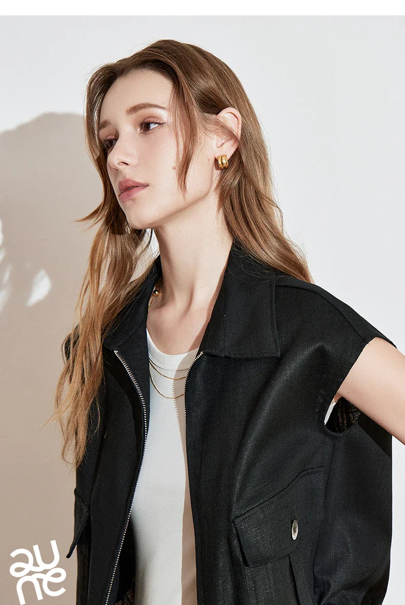 Lightweight Women's Sleeveless Jacket - Linen Cotton, Spring