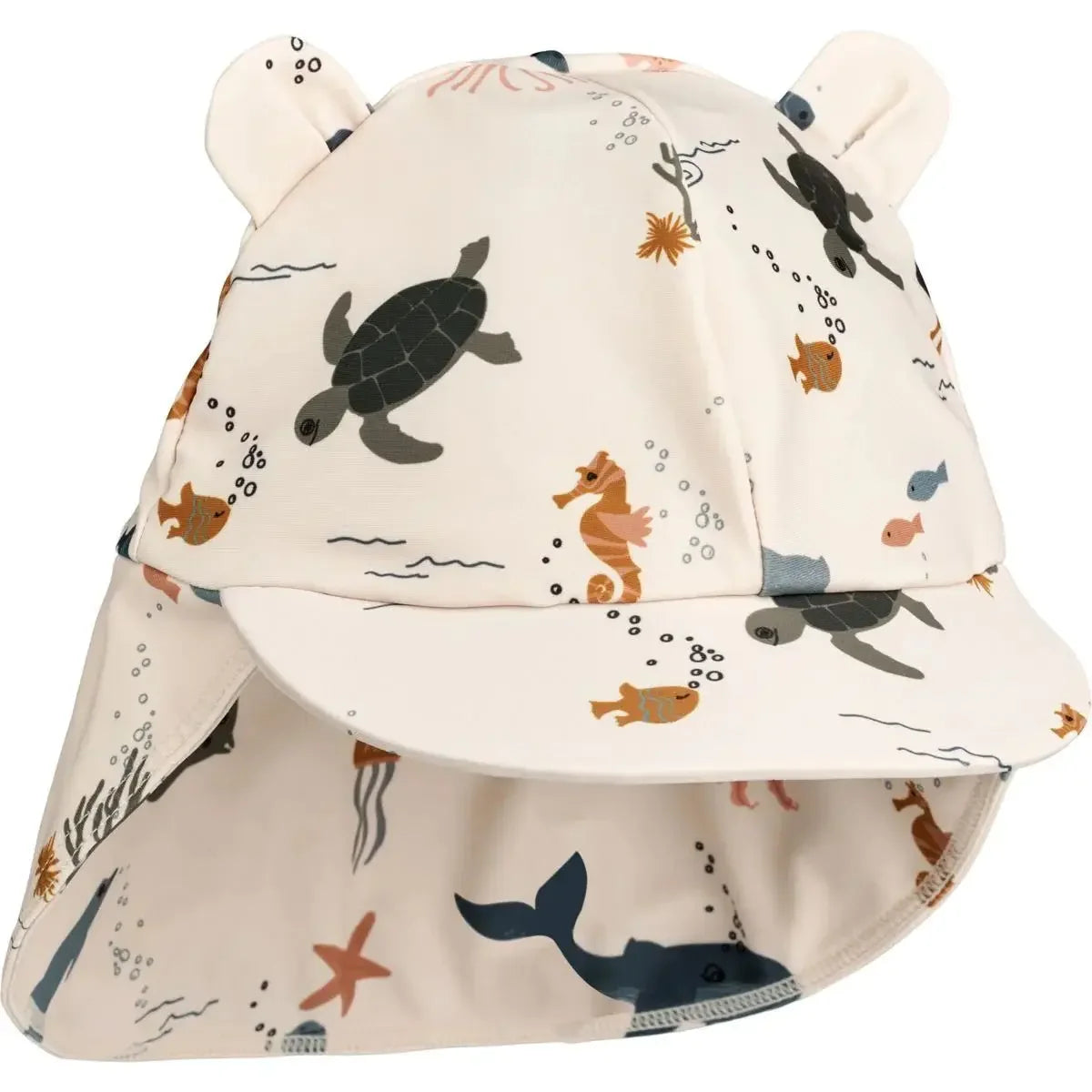 Quick-dry Kids’ Swimwear Set – Rash Guard & Hat, Nylon, Cartoon Seagull Star Print, Beach Holidays