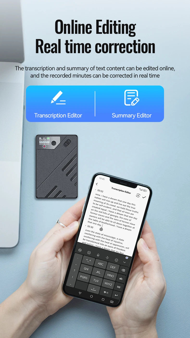 Enregistreur vocal IA avec transcription en temps réel et résumé
