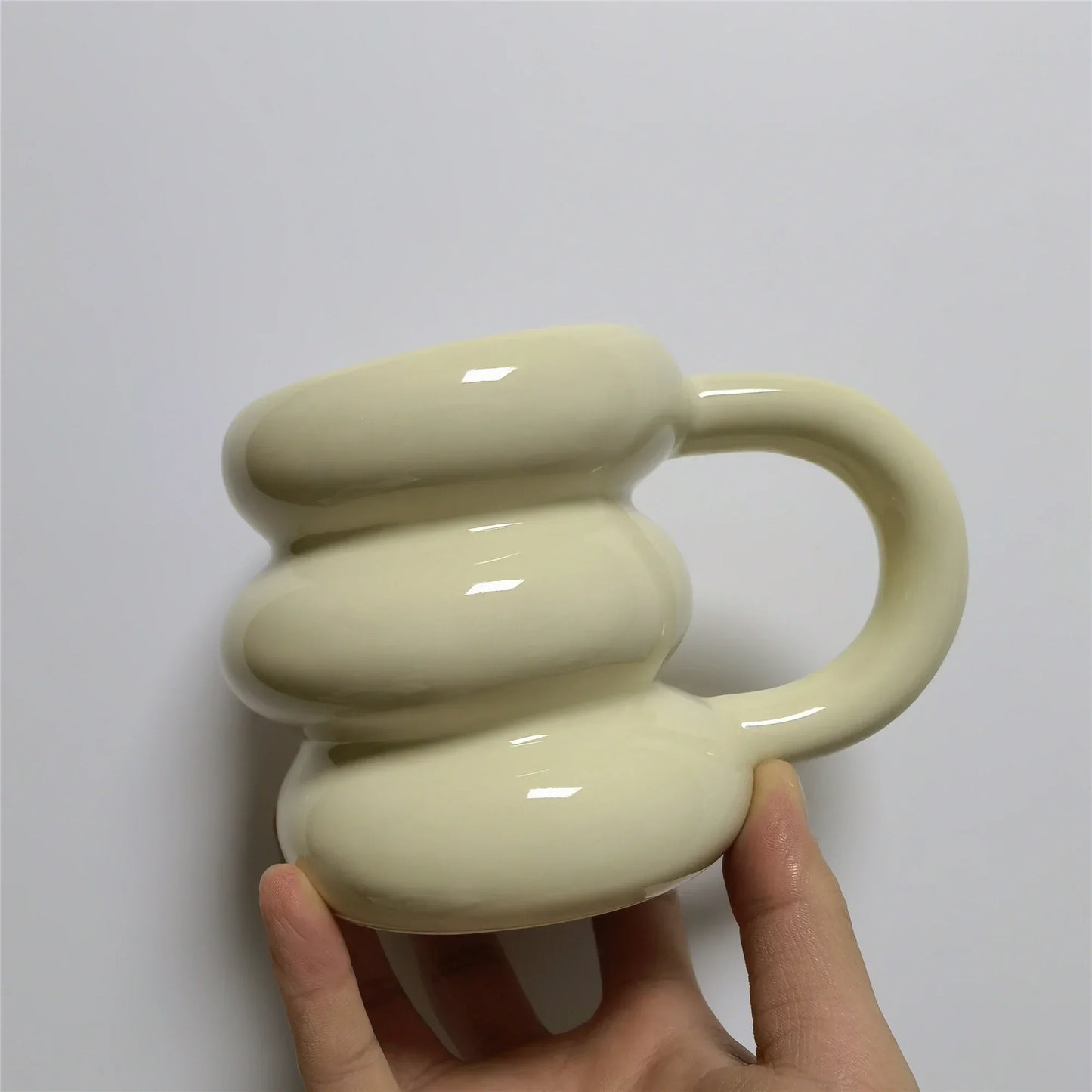 Keramik Kaffeetasse Kawaii Kreis Design Koreanischer Niedlicher Stil TikTok Viral Herbst 2025 Mikrowellengeeignet Geschenk