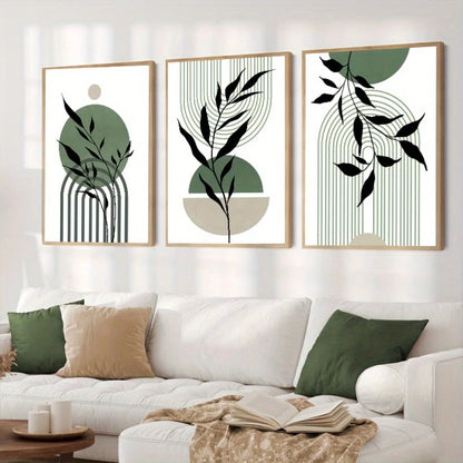 Sage Green Boho Wall Art Set 3Pc Mid Century Prints
