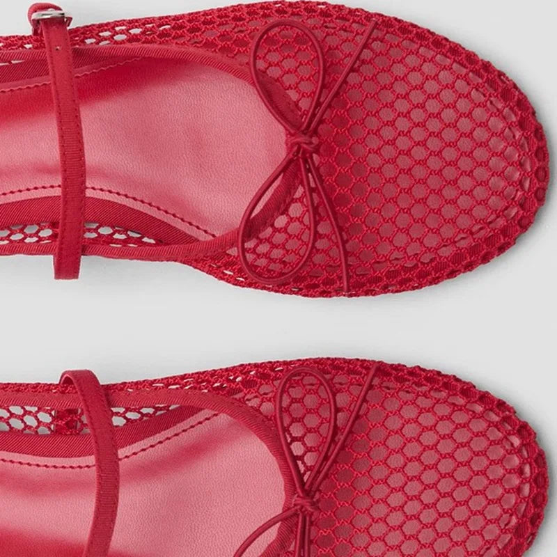 Breathable Women’s Ballet Flats - Mary Jane, Mesh, Summer