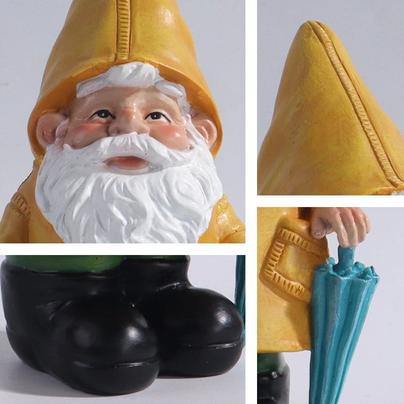 Statua Gnomo da Giardino con Ombrello Giallo Decorazione Prato Esterna Ornamento da Cortile in Resina Resistente alle Intemperie Autunno 2026