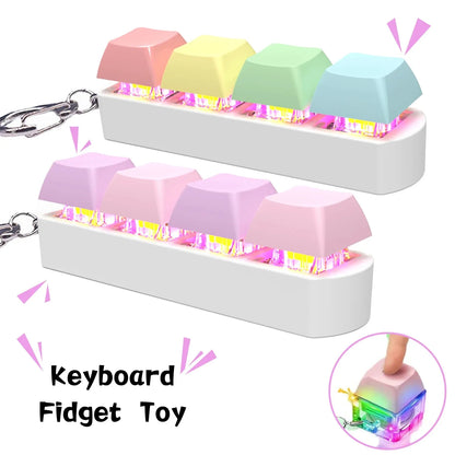 Keyboard Fidget Toy LED Keychain 4 In 1 Stress Relief