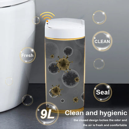 Automatic Sensor Trash Can Narrow Roman Stripe Bathroom Bin
