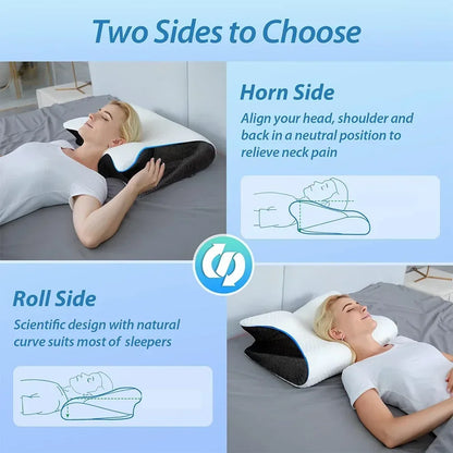 Memory Foam Cervical Neck Pillow Orthopedic Slow Rebound Support for Sleep & Relaxation