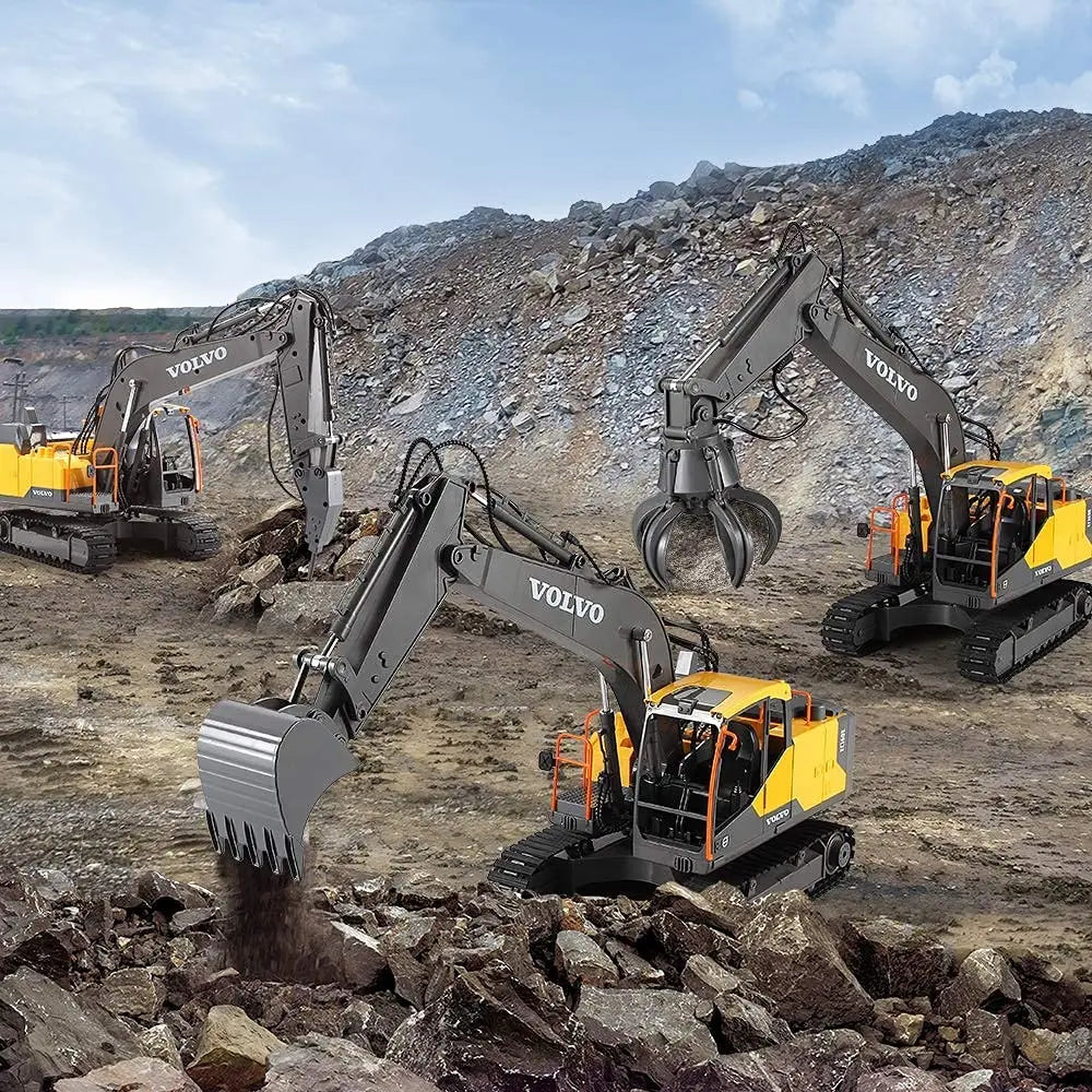 RC Excavator 1/16 Scale Alloy Digger 3in1 Construction Vehicle Fall 2025 Gift Idea