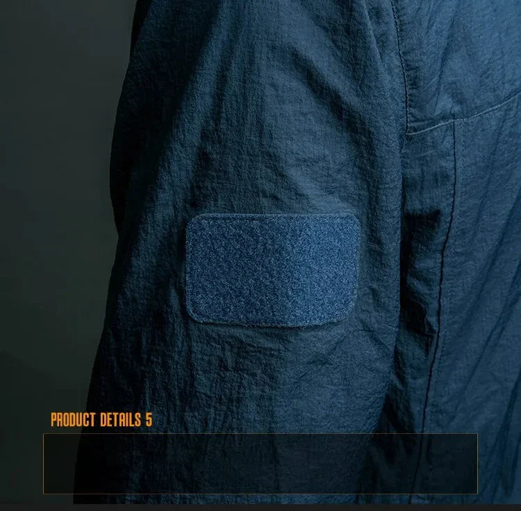 Chaqueta ligera para hombre - Cremallera táctica, poliéster, verano