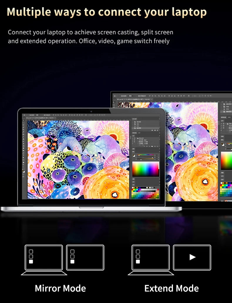 OLED 13.3 bærbar skjerm metallramme reiseskjerm