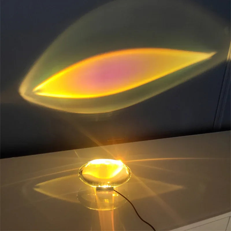 LED Table Lamp Crystal Projector Oval Glass Bedside Lamp Fall 2025 Halloween Mood Lighting Decor