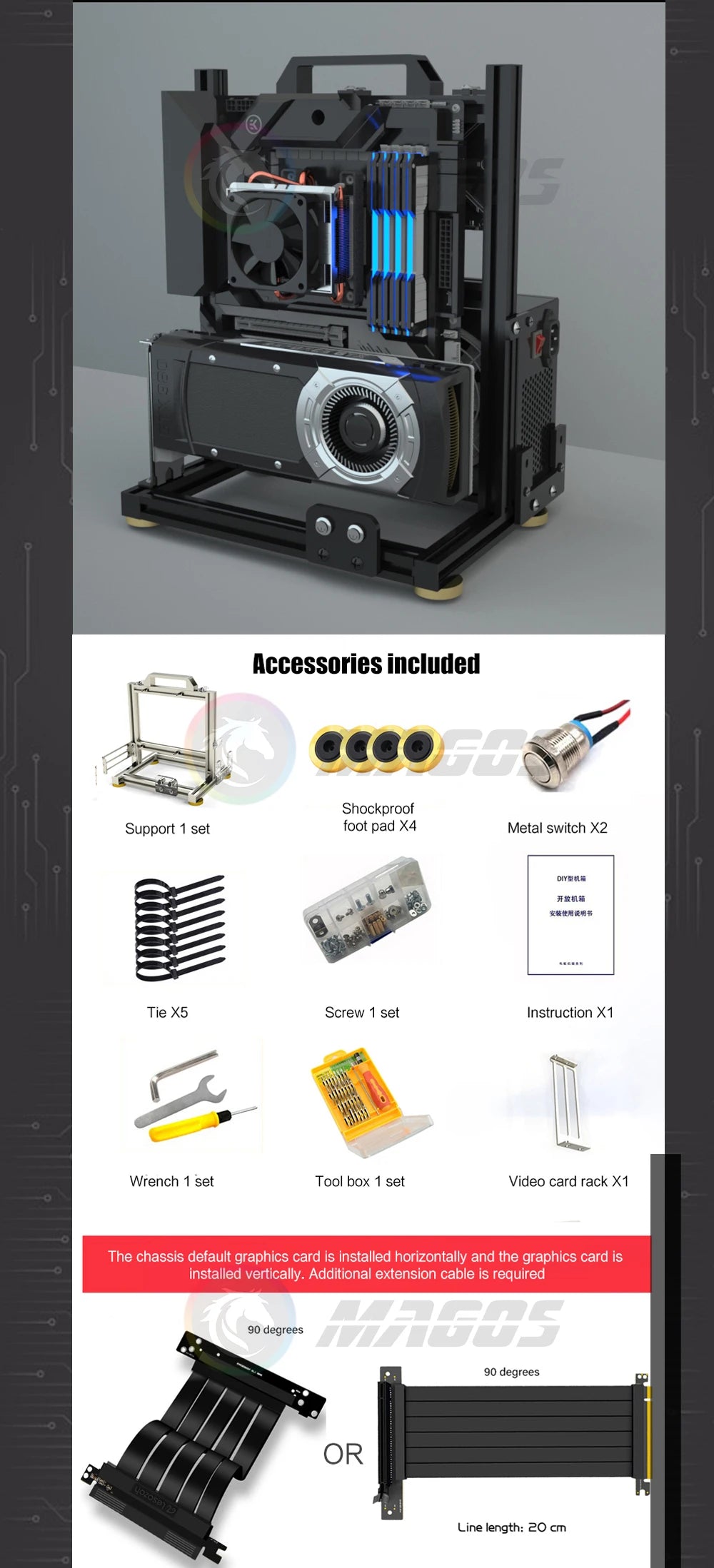 Boîtier PC Open Frame Modulaire ATX MATX ITX Aluminium Rack