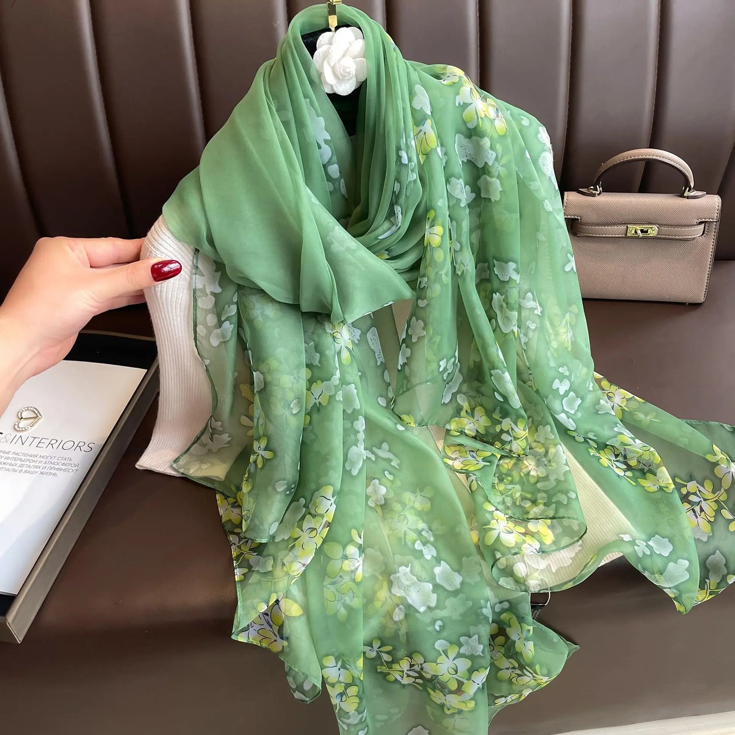 Lightweight Flowy Women’s Silk Scarf - Long Sheer Wrap
