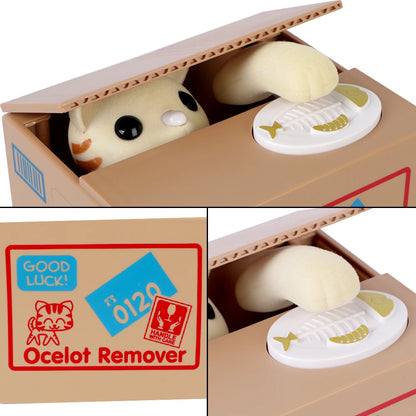 Automated Cat Coin Bank - Plastic Saving Money Box for Kids, Creative Piggy Bank Toy Gift