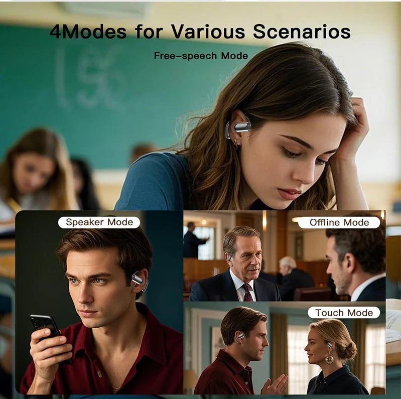 AI Translation Open Ear Earbuds With LCD Touch Screen