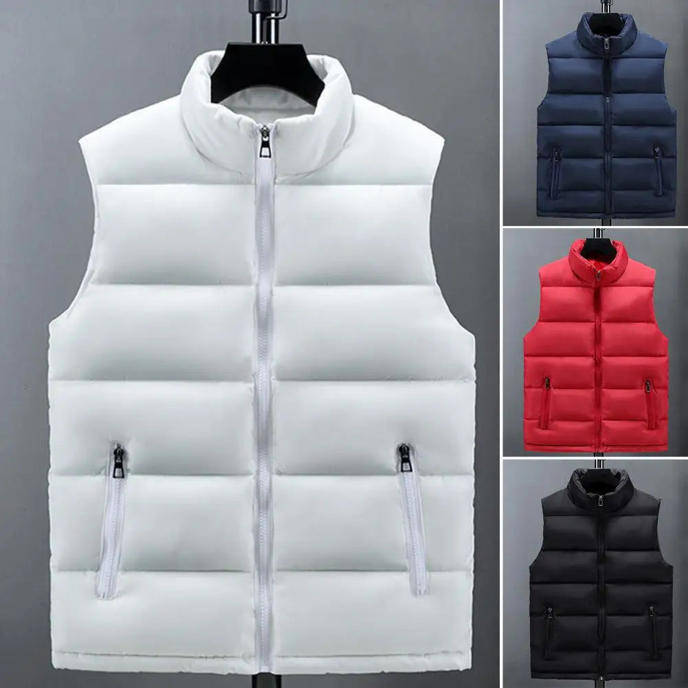 Lightweight Men's Puffer Vest - Slim Stand Collar, Quilted