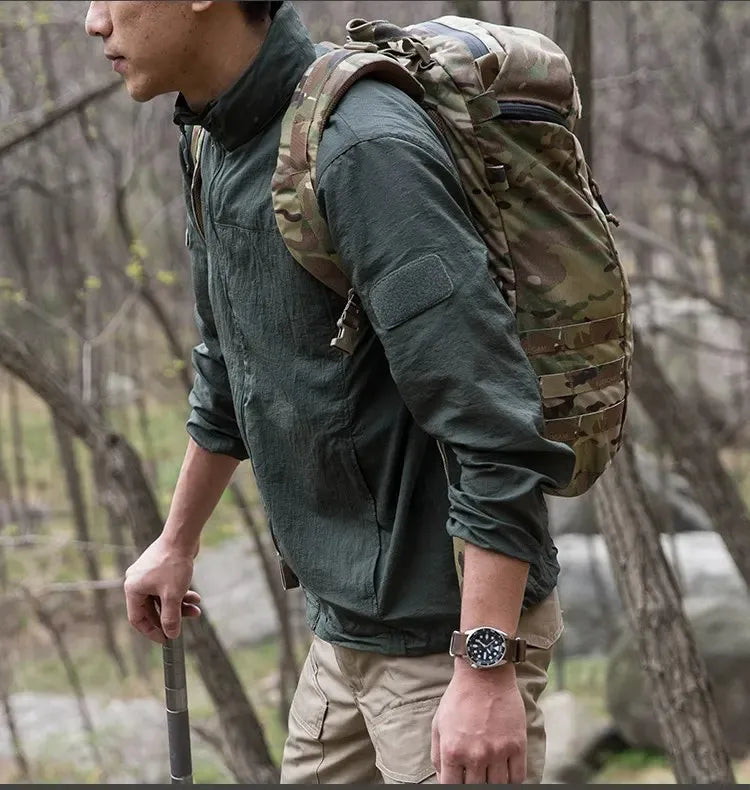 Chaqueta ligera para hombre - Cremallera táctica, poliéster, verano