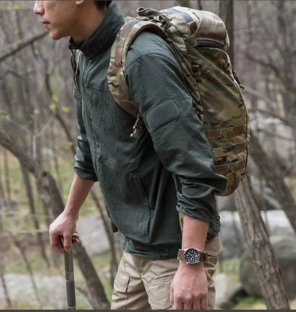 Chaqueta ligera para hombre - Cremallera táctica, poliéster, verano