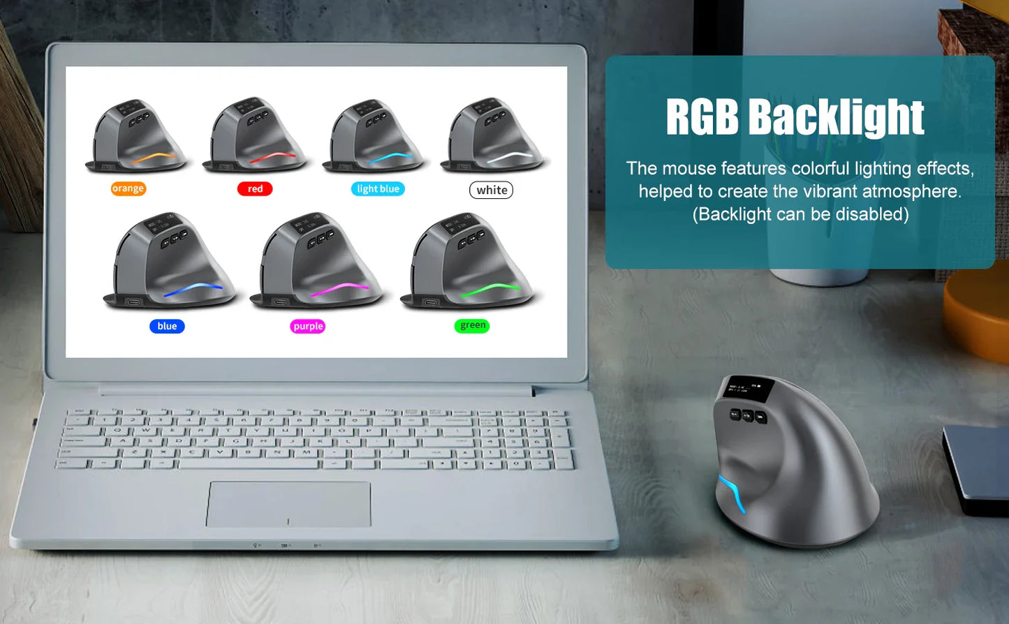 Bluetooth Vertical Ergonomic Mouse With OLED Screen