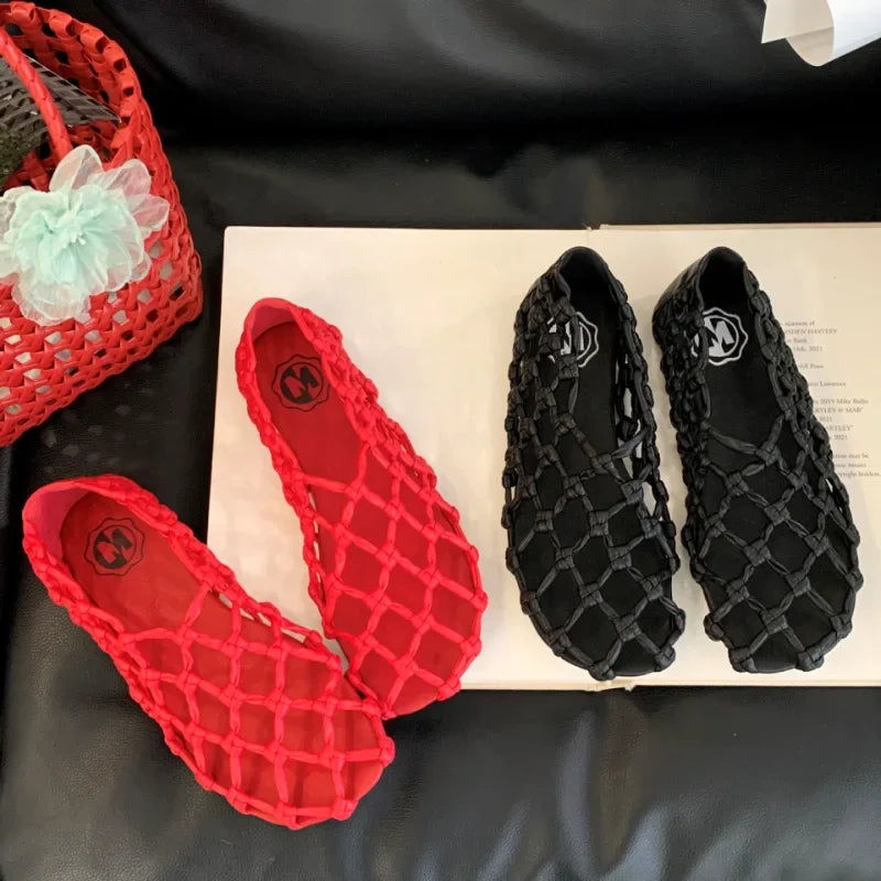 Breathable Women’s Ballet Flats - Mesh Weave, Summer
