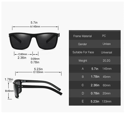 Square Polarized Sunglasses for Men Women UV Protection Lightweight Frame Glasses