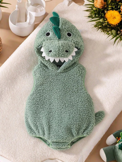 Baby Dinosaur Halloween Romper Plush Hooded Sleeveless