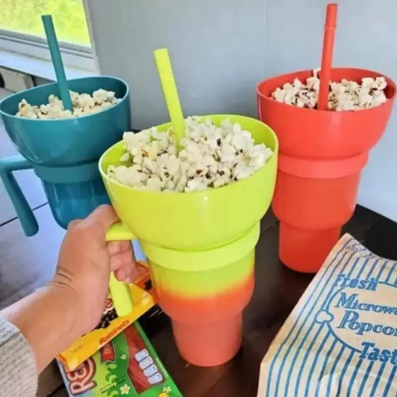 Vaso para bocadillos 2 en 1 Tazón para bocadillos Vaso antisalpicaduras a prueba de fugas Vaso para palomitas Estadio Noche de película Otoño 2025