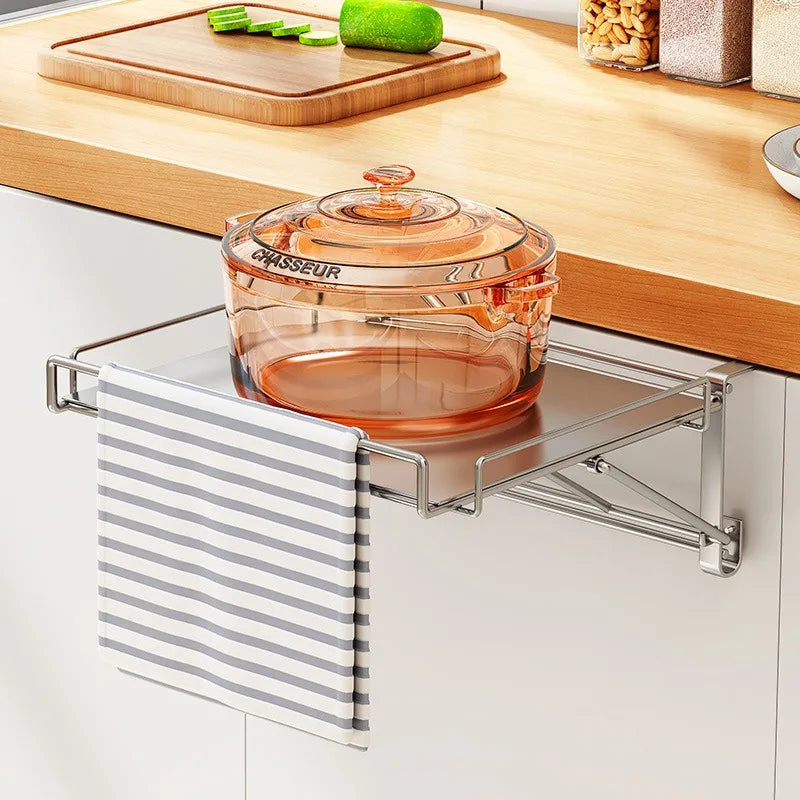 Countertop Foldable Shelf Stainless Steel Wall Mounted Rack Small Spac ...